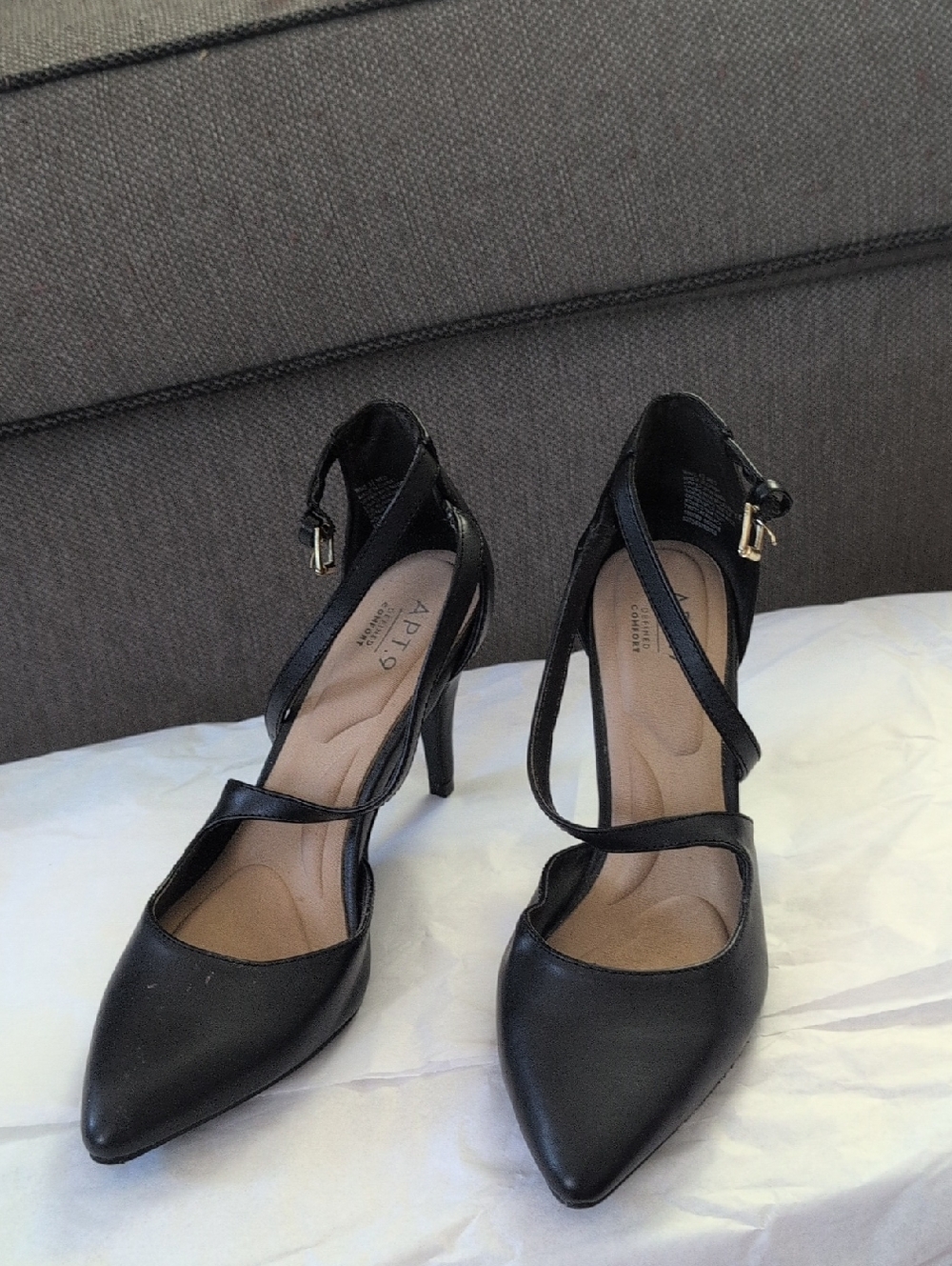 Apt. 9 Black Pointed-Toe Cross-Strap Heels